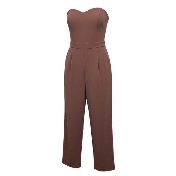Express Mauve Strapless Jumpsuit - Picture 3 of 7